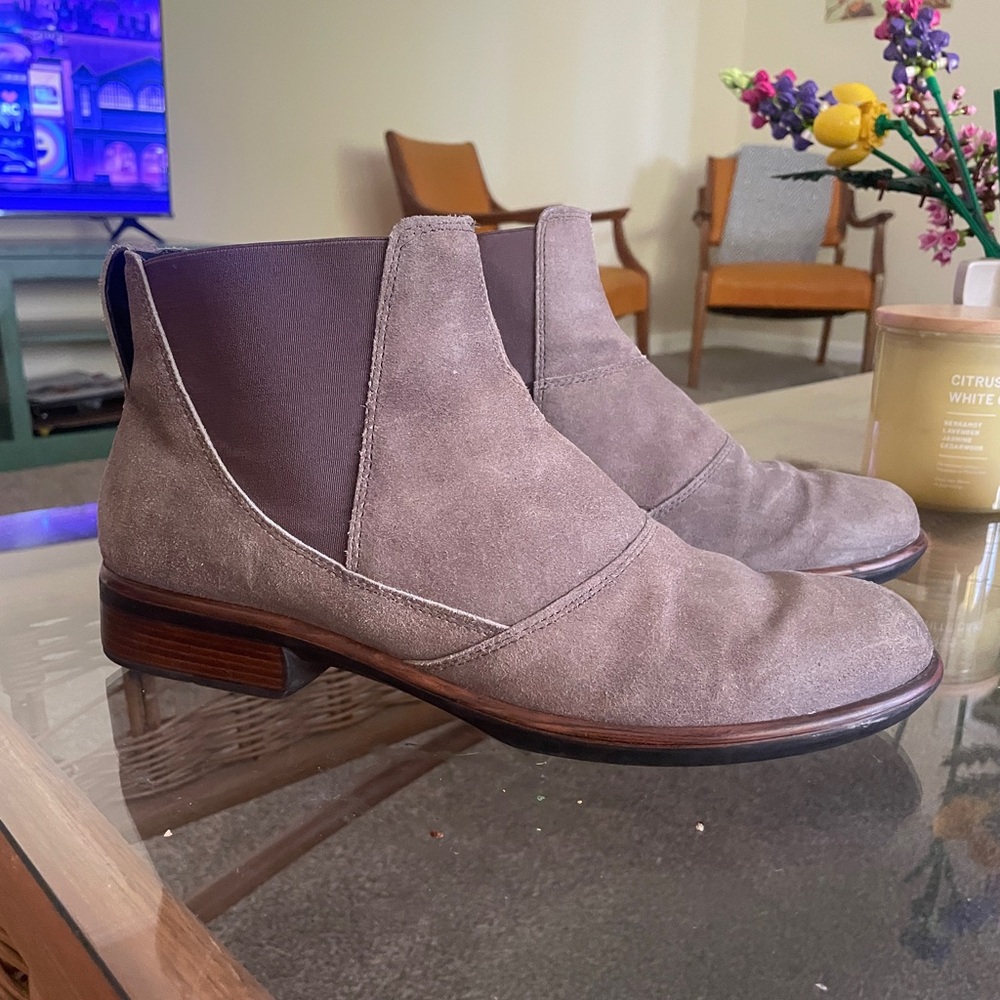 Naot Taupe Suede Ankle Boots
